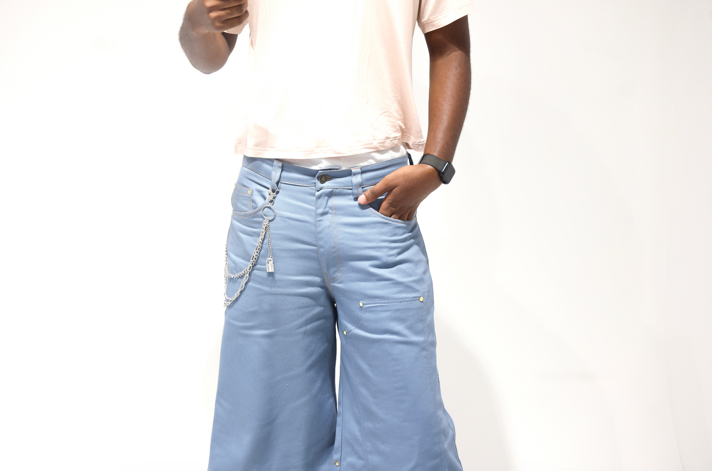 Reversible Jorts for Men in Light Blue